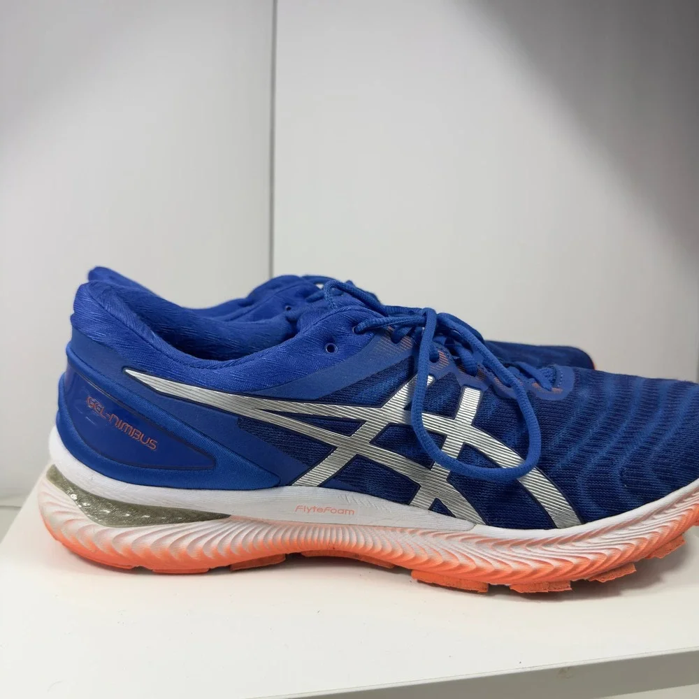 ASICS Gel-Nimbus 22 Men Size 14 Blue Silver Running Shoes 1011A680 Low Top